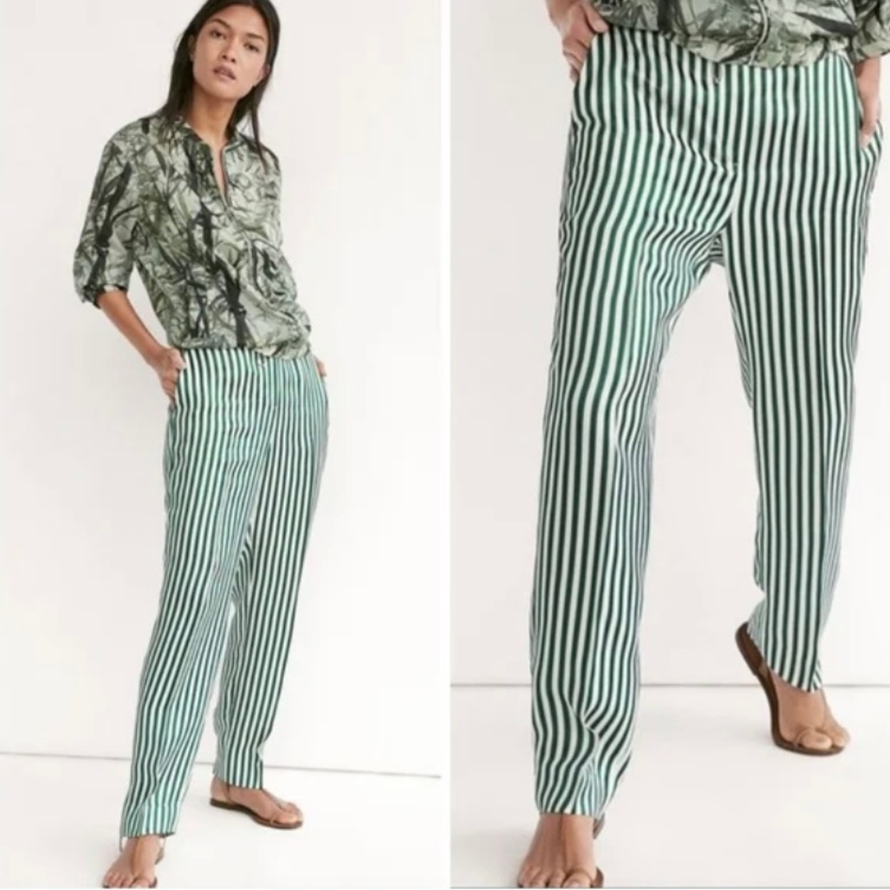 NWOT Massimo Dutti Satin Effect Striped Pant 💚